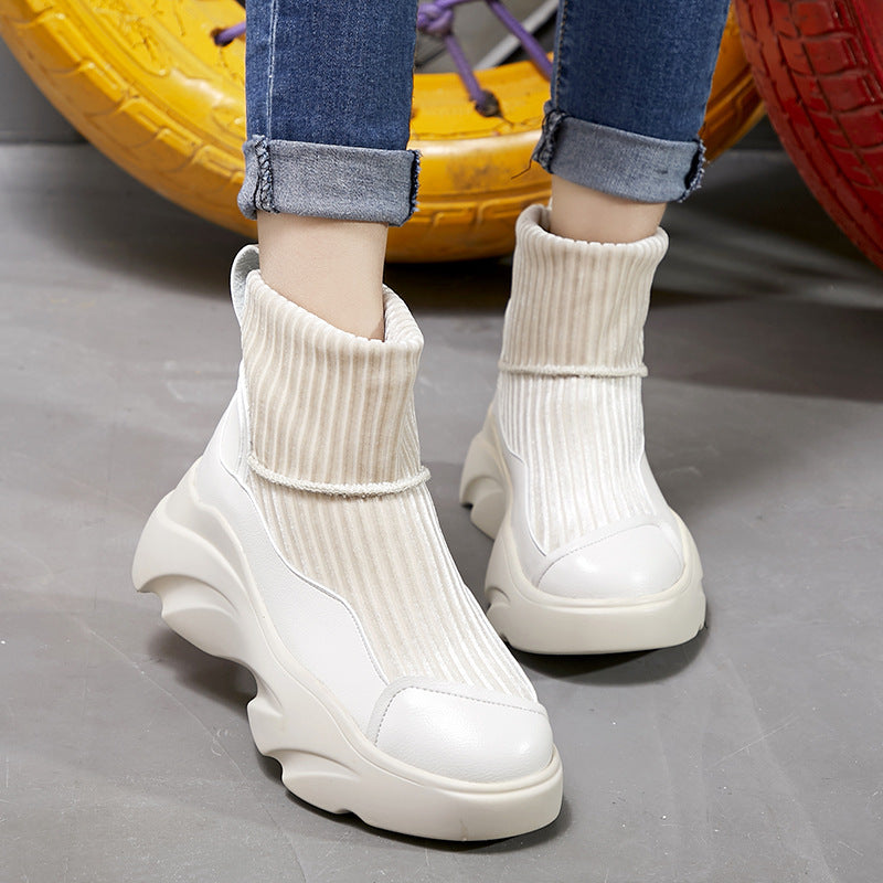 Stylish Stretch Knit Sock Platform Sports Boots