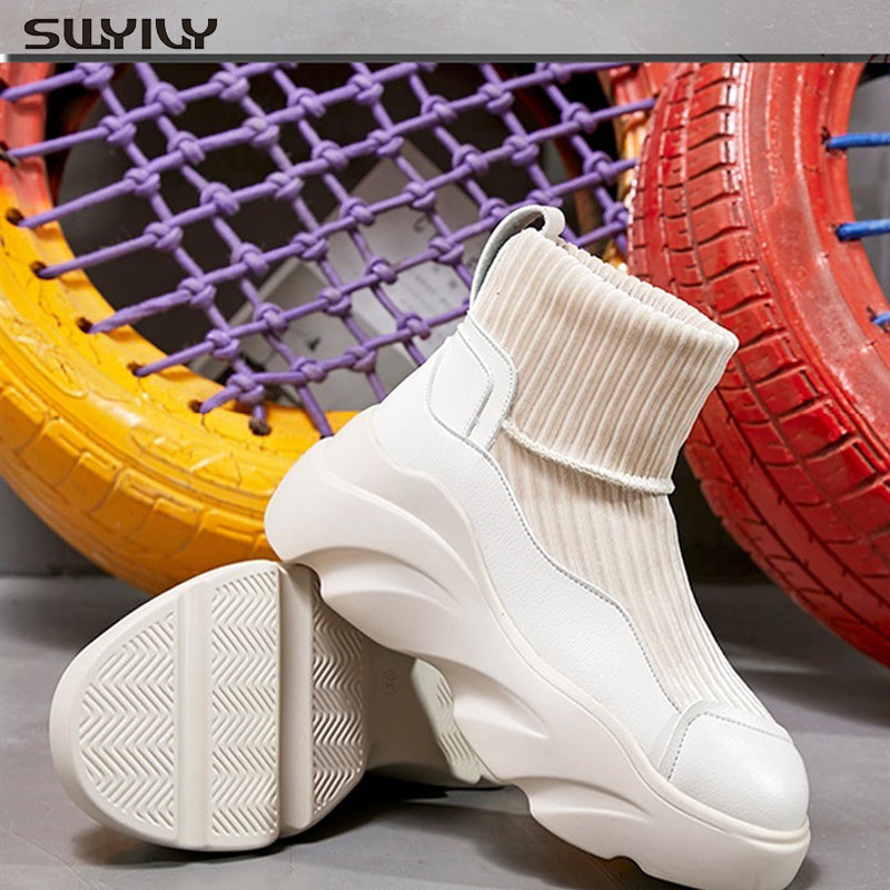 Stylish Stretch Knit Sock Platform Sports Boots